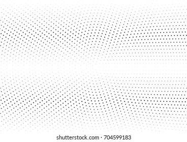 Abstract halftone dotted background. Monochrome futuristic grunge pattern, stars.  Vector modern optical pop art texture for posters, site, postcard, cover, labels, vintage sticker, mock-up layout.