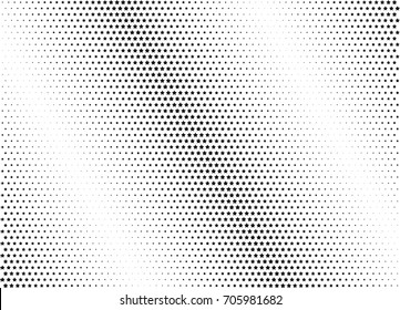 Abstract halftone dotted background. Monochrome futuristic grunge pattern, stars.  Vector modern optical pop art texture for posters, site, postcard, cover, labels, vintage sticker, mock-up layout.