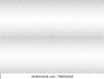 Abstract halftone dotted background. Monochrome futuristic grunge pattern, stars.  Vector modern optical pop art texture for posters, site, postcard, cover, labels, vintage sticker, mock-up layout.