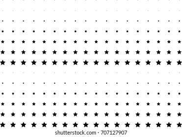Abstract halftone dotted background. Monochrome futuristic grunge pattern, stars.  Vector modern optical pop art texture for posters, site, postcard, cover, labels, vintage sticker, mock-up layout.