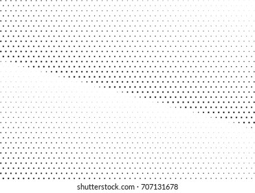 Abstract halftone dotted background. Monochrome futuristic grunge pattern, stars.  Vector modern optical pop art texture for posters, site, postcard, cover, labels, vintage sticker, mock-up layout.