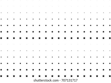 Abstract halftone dotted background. Monochrome futuristic grunge pattern, stars.  Vector modern optical pop art texture for posters, site, postcard, cover, labels, vintage sticker, mock-up layout.