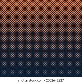 Resumen de medio tono salpicado de fondo. Patrón vectorial sin brillo de cuadrados naranjas pequeños sobre un fondo negro. Textura moderna. Textura estilo punto polka. Patrón monocromo con punto y círculos.