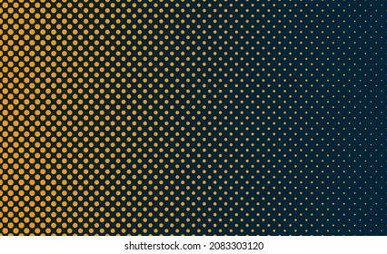 Abstract halftone dotted background. Seamless vector pattern of small yellow polka dots on a black background. Modern texture. Polka dot style texture. Monochrome pattern with dot and circles.
