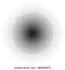Abstract Halftone Dotted Background. Square Minimal Background. Monochrome Gradient Pattern With Dot and Circles. For Posters, Sites, Business Cards, Postcards. Black dots on white background.  
