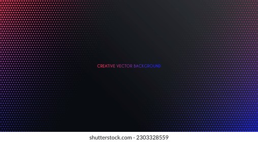 Abstract halftone dotted black background with copy space for text. Social media creative cover, header, web banner