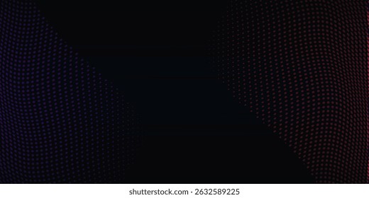Abstract halftone dotted black background with copy space for text. Social media creative cover, header, web banner