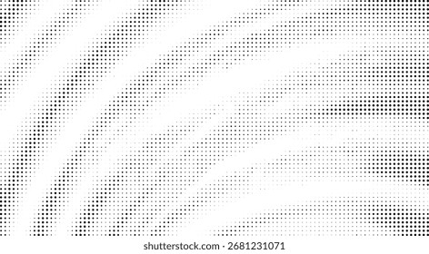 Abstract halftone dotted curved stripe gradient texture background in minimal black and white style perfect for flyer poster banner website and modern artworks