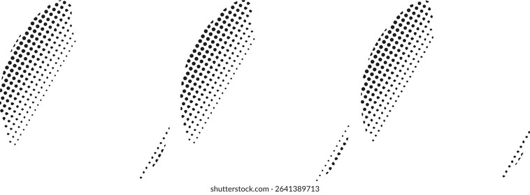 Abstract halftone dotted feather design elements