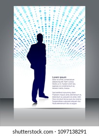 Abstract halftone dotted lines background. Ideal for brochure & flyer designs, cover templates. A4 size vertical page.