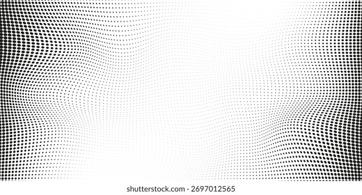 Abstract halftone Dotted monochrome gradient wave background. eps10