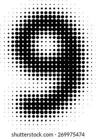 Abstract Halftone Dotted Number. Vector Illustration. 