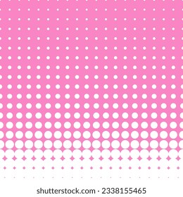 Abstract halftone dotted pattern. Dotted gradient halftone vector illustration. White on pink half tone.