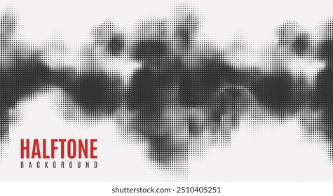 Abstract halftone dotted technology background, dot pattern pop art frame and retro style overlay backdrop with noise, grain or grunge texture. Seamless halftone wave pattern for social media banner.