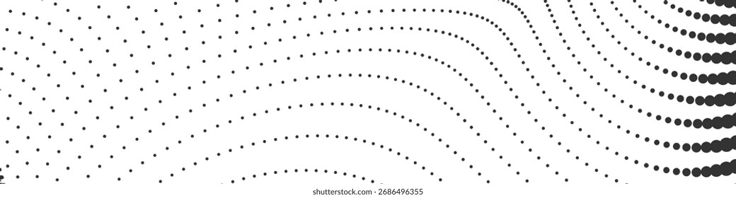Abstract halftone dotted wave background design for web banners posters branding templates and modern graphic design projects in minimal black and white style