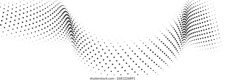 Abstract halftone dotted wave minimal background in black and white style with flowing pattern perfect for flyer poster website banner and digital artworks