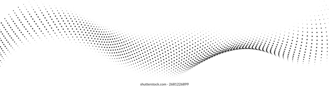 Abstract halftone dotted wave minimal background in black and white style with flowing pattern perfect for flyer poster website banner and digital artworks
