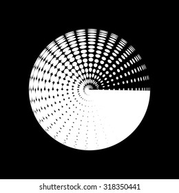 Abstract halftone element. White and black. Globe



