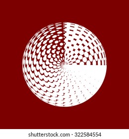 Abstract halftone element. White and red. Globe







