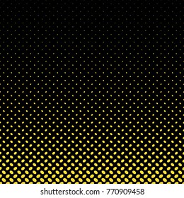 Abstract halftone ellipse pattern background - vector graphic design with yellowdiagonal elliptical dots in varying sizes on black background