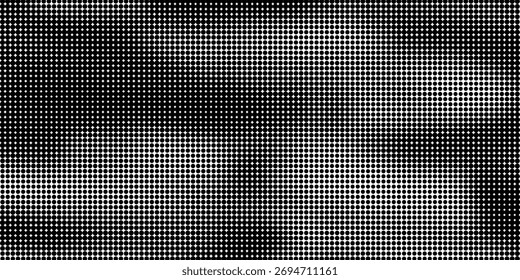 Abstrakte halbtonfarbene Farbverlauf-Textur. Gepunktete Rauchwolken im Retro-Stil. Weißer und schwarzer Geräuschhintergrund.
