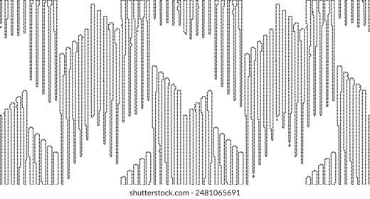 Abstract halftone flowing wavy gradient dots shape isolated on transparent background.