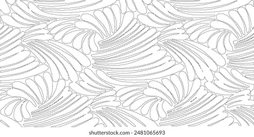 Abstract halftone flowing wavy gradient dots shape isolated on transparent background.