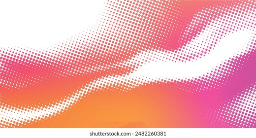 Abstract halftone flowing wavy gradient dots shape isolated on transparent background.