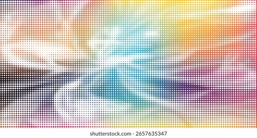 Abstract halftone flowing wavy gradient dots shape isolated on transparent background. eps10