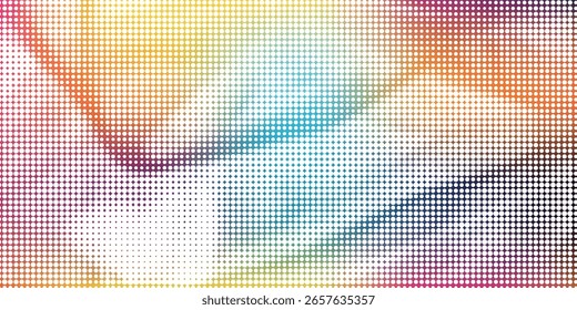 Abstract halftone flowing wavy gradient dots shape isolated on transparent background. eps10