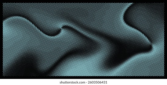 Abstract halftone fluid waves, black and white fabric texture with a smooth, silky flow.