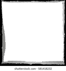 Abstract halftone frame, border. Vector grunge dots background