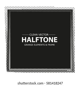 Abstract halftone frame, border. Vector grunge dots background