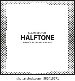 Abstract halftone frame, border. Vector grunge dots background