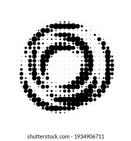 Abstract halftone geometric background of dark round dots on white background, design element