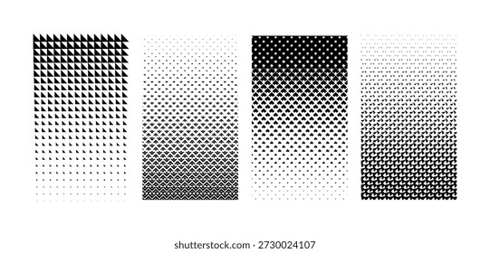 Abstractas triángulo de gradiente geométrico de semitono y patrones de Formas de rombo en blanco y negro.