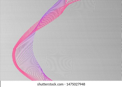 Abstract halftone geometric pattern. Soft curves and lines. Vector illustration with dots. Modern polka dotten background. Template for design, web banners, prints