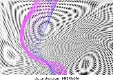 Abstract halftone geometric pattern. Soft curves and lines. Vector illustration with dots. Modern polka dotten background. Template for design, web banners, prints