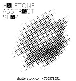 Abstract halftone geometric shape isolated on white background. Futuristic design element.