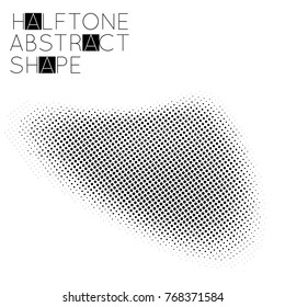 Abstract halftone geometric shape isolated on white background. Futuristic design element.
