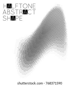 Abstract halftone geometric shape isolated on white background. Futuristic design element.