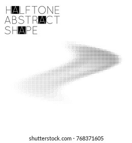 Abstract halftone geometric shape isolated on white background. Futuristic design element.
