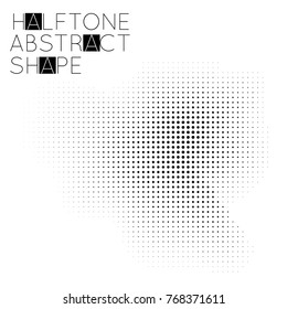 Abstract halftone geometric shape isolated on white background. Futuristic design element.