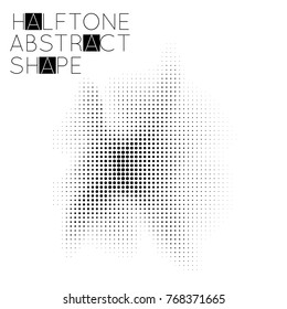 Abstract halftone geometric shape isolated on white background. Futuristic design element.