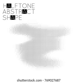 Abstract halftone geometric shape isolated on white background. Futuristic design element.