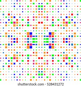 Abstract Halftone Geometric Texture with Bright Rectangles. Seamless Pattern for Paper, Textile, Fabric
