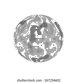 Abstract Halftone Globe Design. Illustration. Black