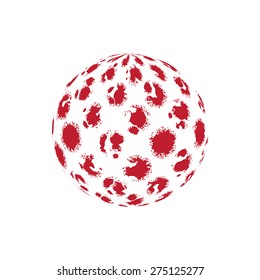 Abstract halftone globe design. Illustration Red color 