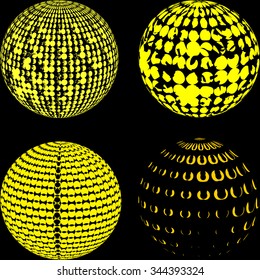 abstract halftone globe design yellow set light box





