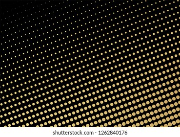 Abstract halftone gold dotted background. Futuristic grunge pattern, dot, wave. Vector modern optical pop art texture for posters, sites, business cards, cover, labels mock-up, vintage layout
